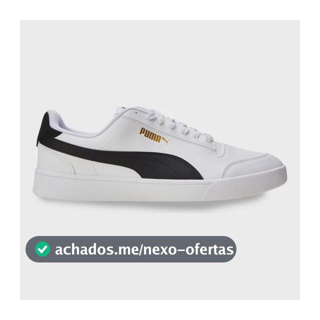 Tênis Casual Masculino E Feminino Shuffle Puma Puma White-puma Black-puma Team Gold Geométrico 42 Br
