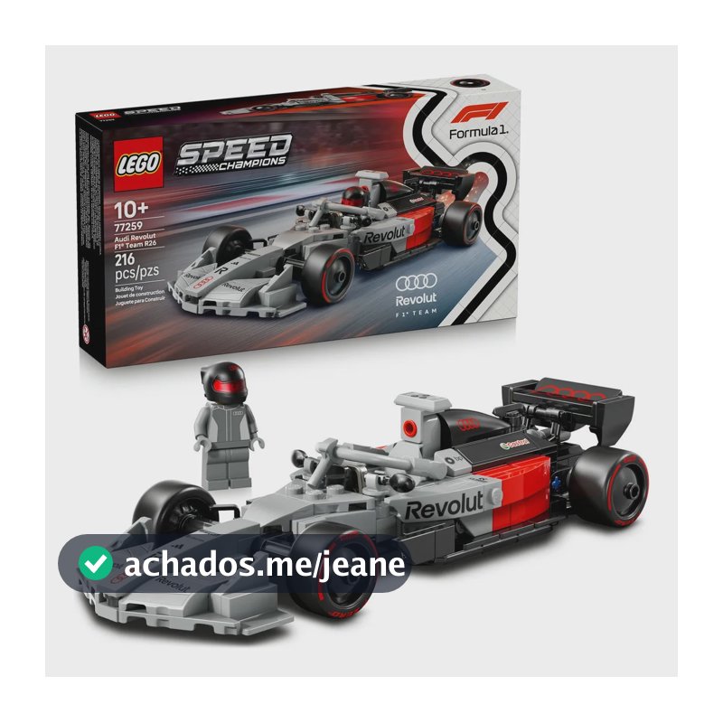LEGO Speed Champions Carro de Corrida Audi Revolut F1 Team R26 77259; Carro de Fórmula 1 para montar