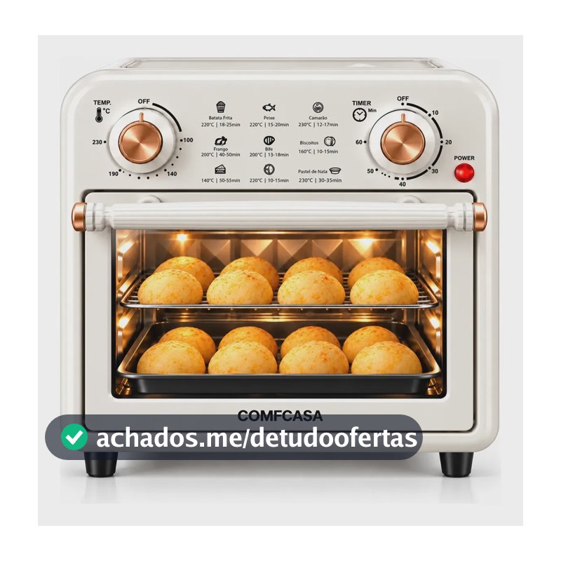 Forno Air Fryer Retrô 12l Branca Fritadeira 3 Em 1 1200w Branco 220v