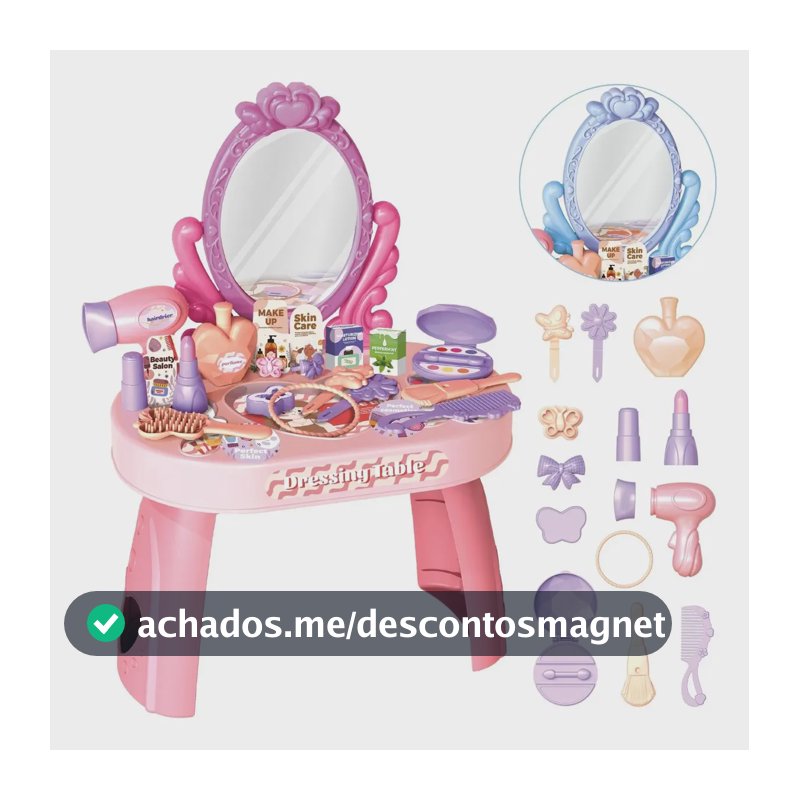 Penteadeira Infantil Menina Acessórios Princesa Maquiagem Cor Rosa