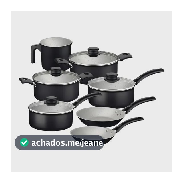 Jogo Panelas 7 Peças Turim Tramontina Antiaderente Alumínio Cor Preto