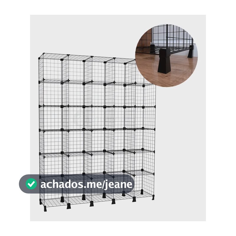 Estante Balcão Expositor Aramado 30 Nichos Branco Cor Tela Preta com Conectivo Preto