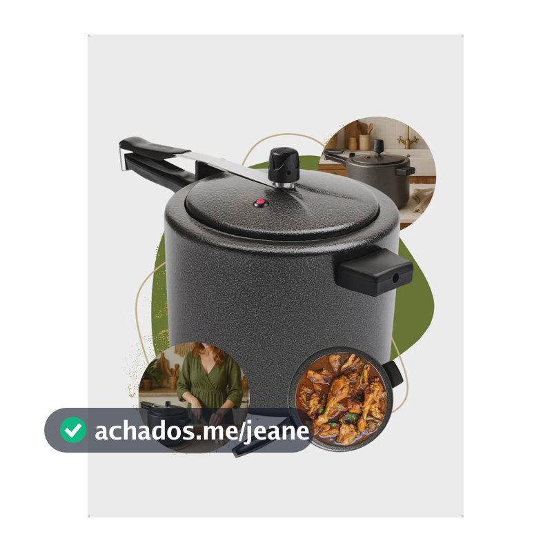 Panela de Pressão 7 litros Alumínio Preta Grande Segura Reforçada Cozimento Rápido Econômica Fechamento Interno