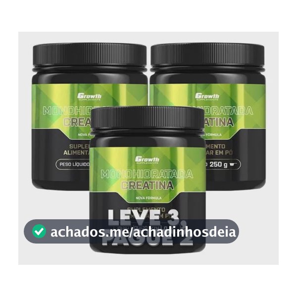 Leve 3 Pague 2 Creatina Growth Supplements 250gr Sem Sabor