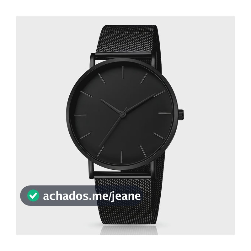 Relógio Masculino Original Resistente Água Ultra Fino Correia Preto Bisel Preto Fundo Preto