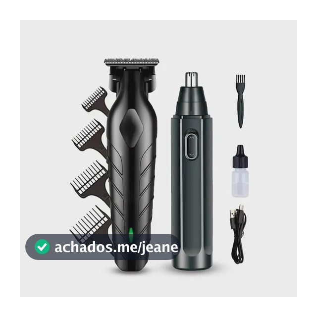 Máquina De Corte Acabamento Profissional Com Aparador De Nariz Cabelo Pelo Barbear Maquininha Detalhes Sem Fio Preto Catálogo
