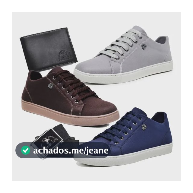 Kit 3 Pares Sapatenis Polo Fran Masculino + Cinto E Carteira