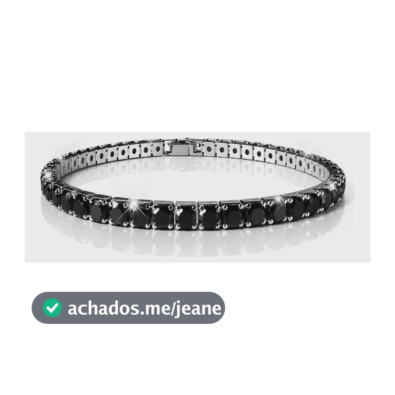 Pulseira Riviera Zircônia Preta Aço Luxo Unissex Social Preto 17 Cm