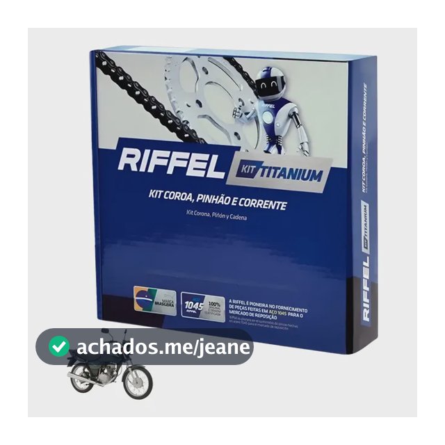 Kit Relação Moto Riffel Cg 125 Titan 2000 2008 Titanium 1045 Cinza