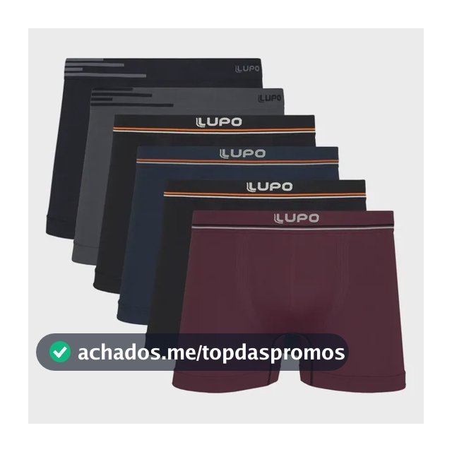 Kit 6 Cuecas Boxer Lupo Microfibra Box Sem Costura Basic
