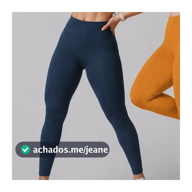 Kit 2 Calça Canelado Premium Cintura Alta Sem Costura Treino
