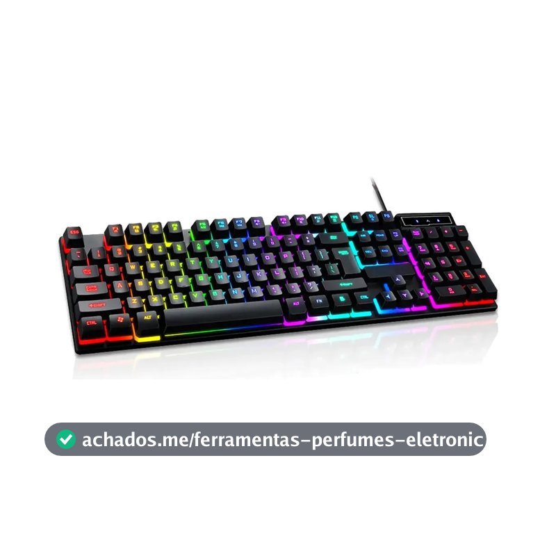Teclado Gamer Shop Borges Semi-Mecânico USB Iluminação LED Rainbow ABNT2
