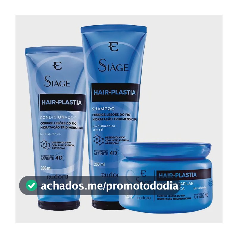 Kit Eudora Hair Plastia Shampoo Condicionador Máscara