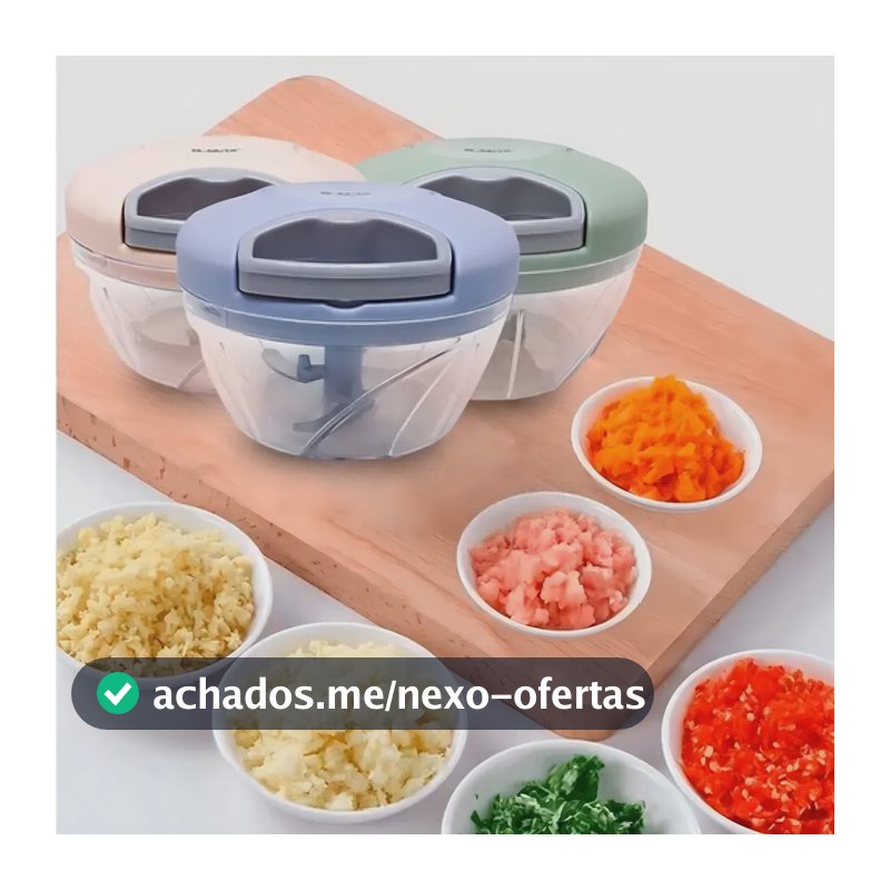 Processador de Alimentos Manual 500ml 3 Lâminas