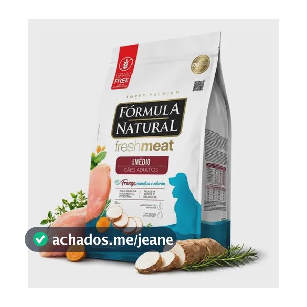 Ração Fórmula Natural Fresh Meat Cães Raças Médias Adultos Frango 12kg