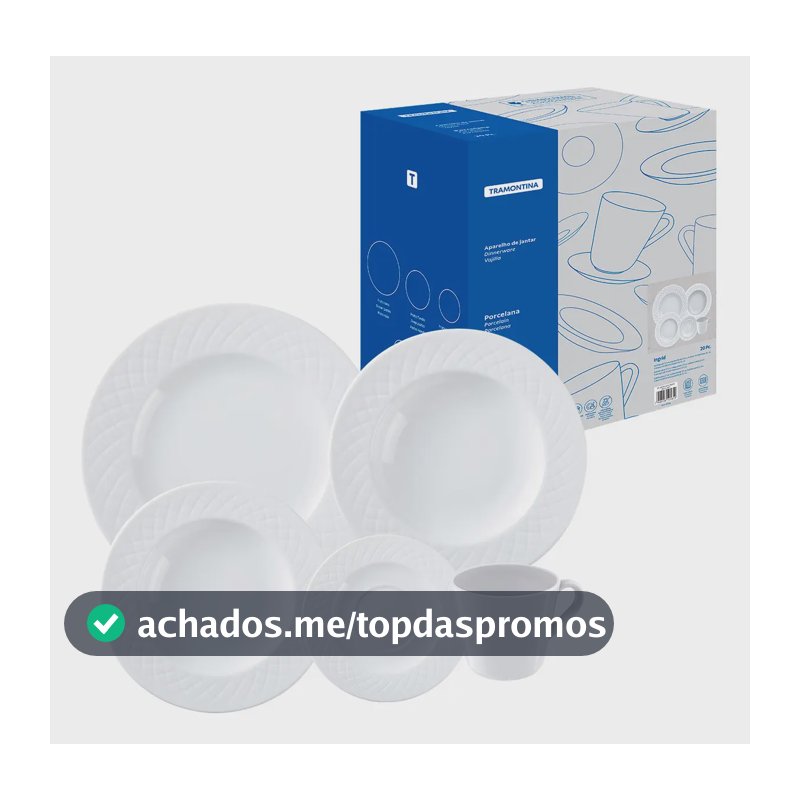 Aparelho de Jantar Ingrid em Porcelana 20 Peças Cor Branco Tramontina