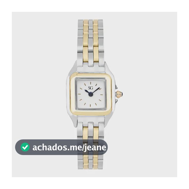 Relógio Feminino Quadrado Dourado e Prata Boxy Bicolor Gold Fundo Branco