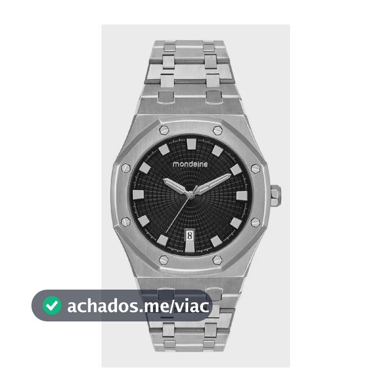 Relógio Mondaine Masculino Vértice 40016g0mvna1 41mm Prateado Preto