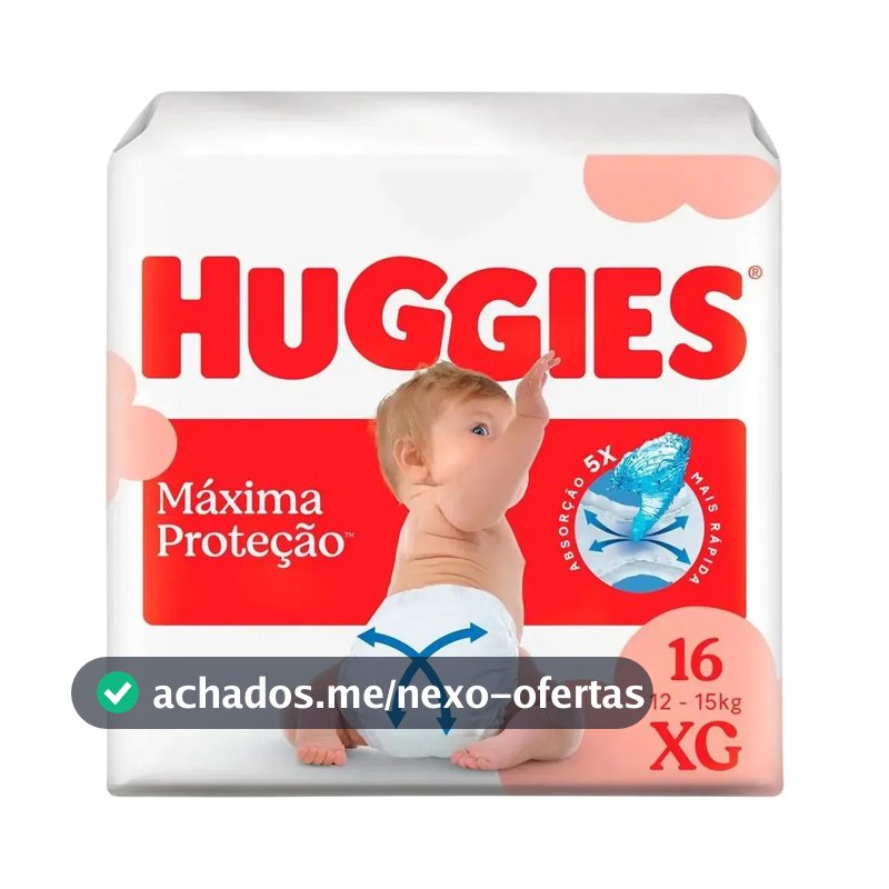 Huggies Fralda Descartável Máxima Proteção XG - 16 Un