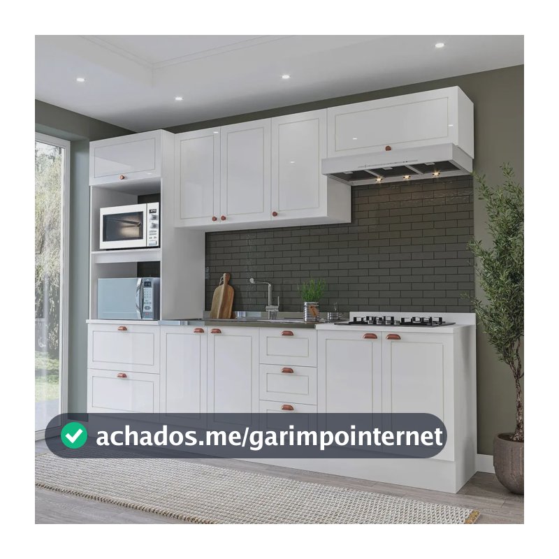 Cozinha Pérola Com Rodapé 5 Peças Torre Quente Cc Branco