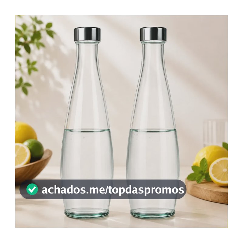Kit 2 Garrafas Vidro 1l Inox Hermética Lisa Geladeira Agua 2 Unidades
