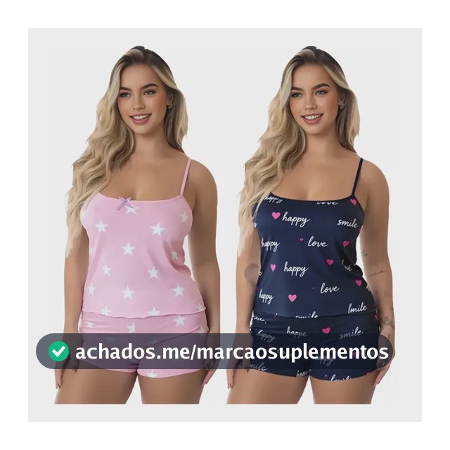 Kit 4 Peças (2 Conjuntos) Pijama Feminino Baby Doll Sortidos