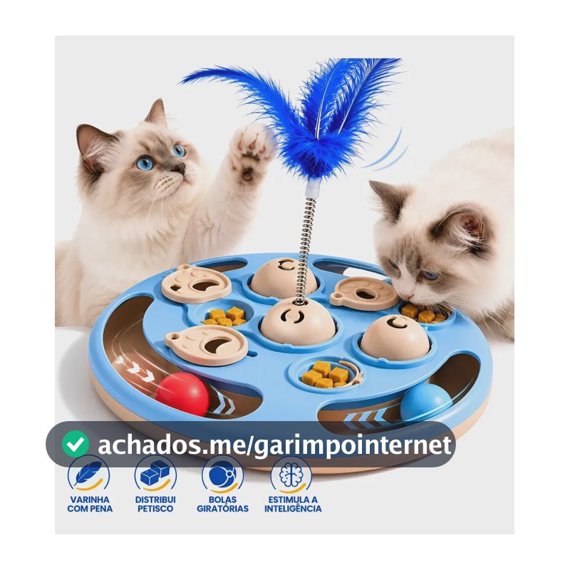 Brinquedo Interativo Para Gatos Dispensador De Petiscos Azul-celeste