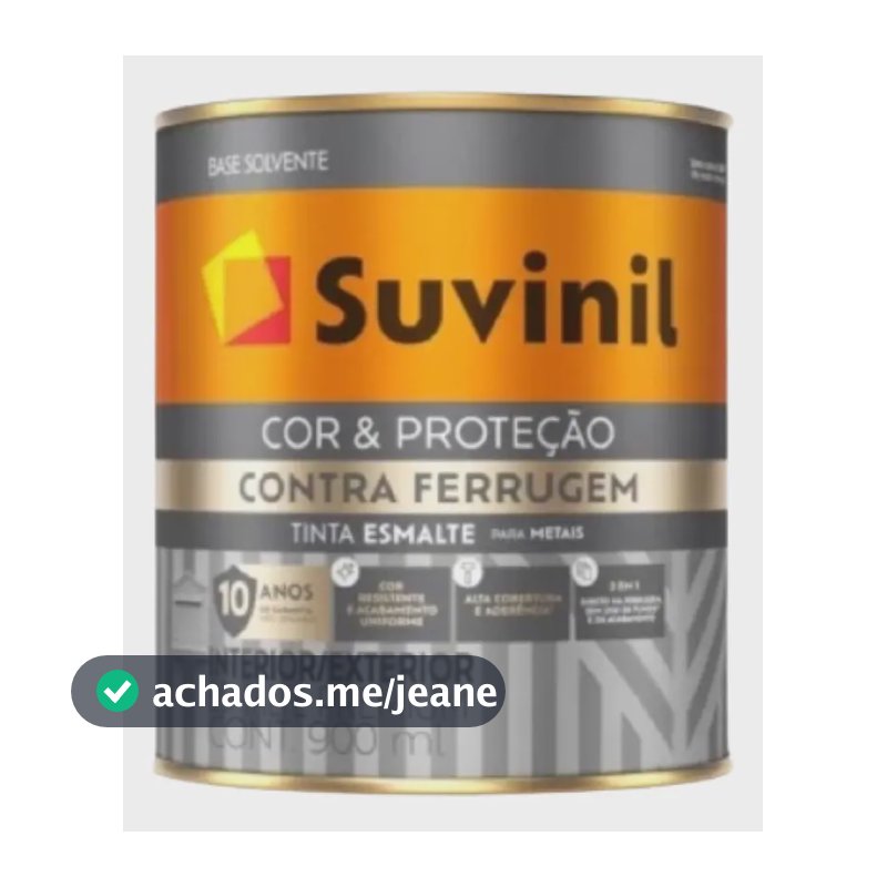 Tinta Esmalte 3 Em 1 P/ Metais Contra Ferrugem Suvinil 900ml Cor Branco