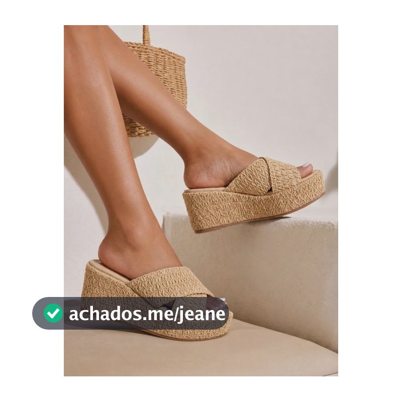 Tamanco Anabela Sandalia Feminina Plataforma Croche Trico Nude 36 Br