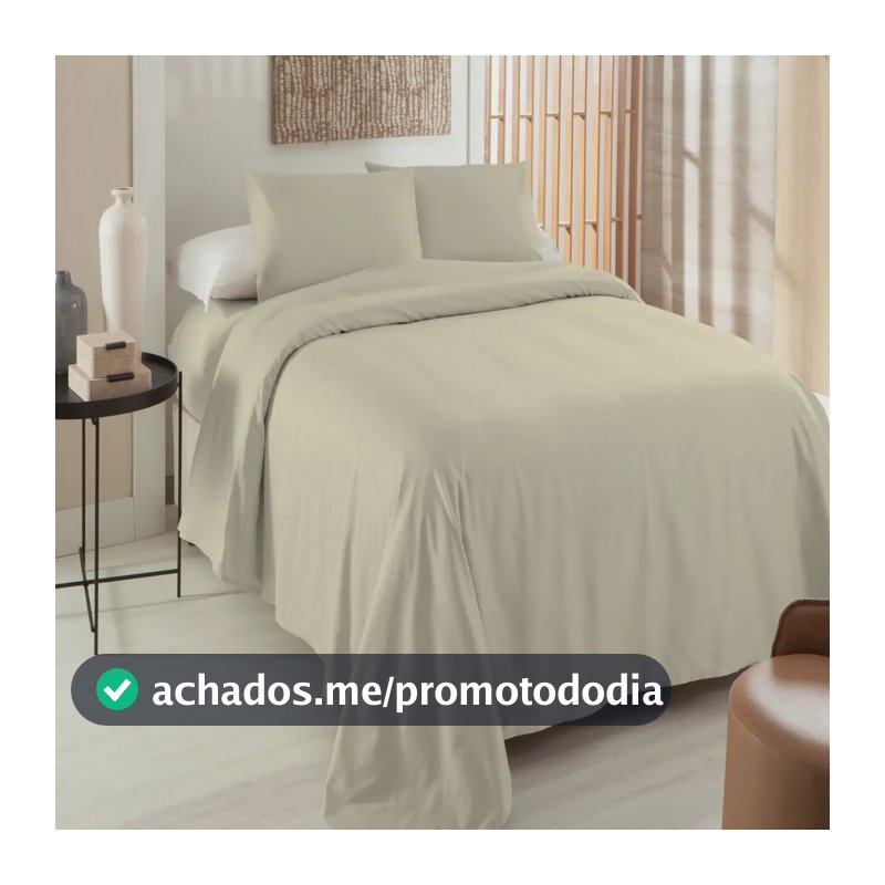 Jogo De Cama 400 Fios King Liso Elegance Corttex Cor Bege