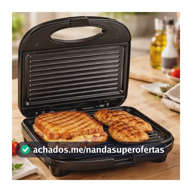Sanduicheira Elétrica Antiaderente Grill 750w Preto 110/220v Preto 220v