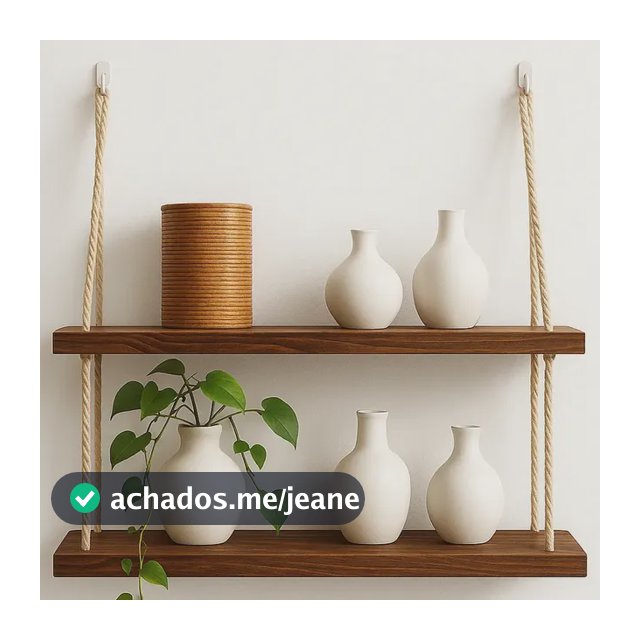 Prateleira De Parede Com Corda 2 Andares 50cm