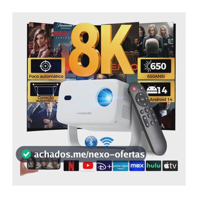 Projetor Magcubic L018 LED Full HD 1080p, com Android 14 e Wi-Fi 6