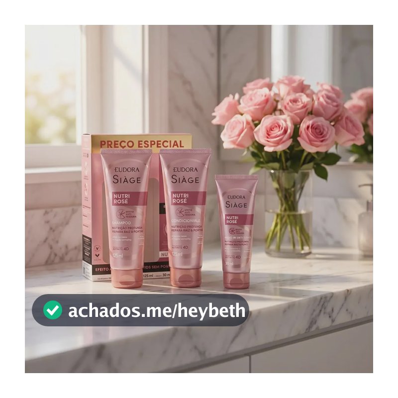 Kit Nutri Rose Shampoo 250ml + Cond 125ml + Leave-in 30ml