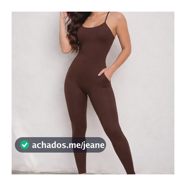 Macacão Longo Cruzado Feminino Suplex Zero Transparência 026 Marrom P