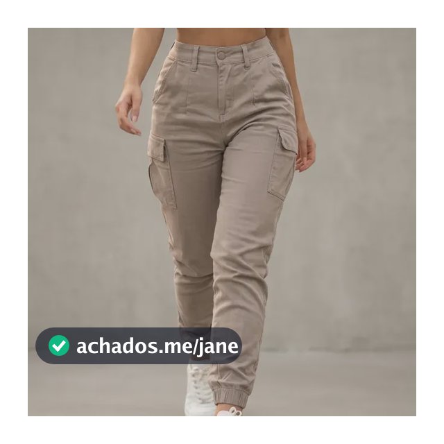 Calça Cargo Jogger Jeans Feminina Cintura Alta Com Lycra