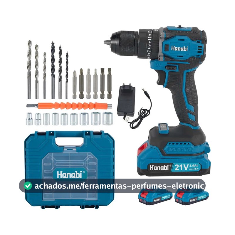 Parafusadeira Furadeira de Impacto Hanabi CY-3003 Brushless 2 Baterias 21v Cor Azul-petróleo Frequência 60hz 45N·m com 25 níveis de ajuste