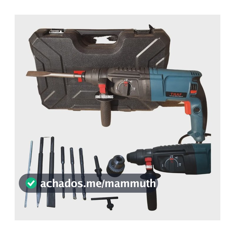 Martelete Furadeira Thaf 11253 SDS Plus 800W 4000BPM Profissional Azul