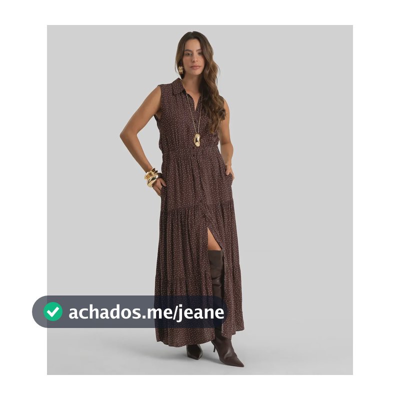 Vestido Longo Feminino Em Viscose Dianna Marrom Marrom Pp