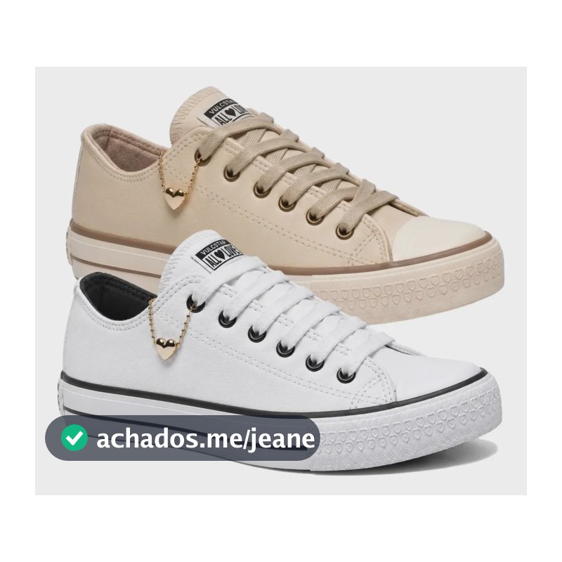 Kit 2 Tênis Feminino Vulc Star Cano Baixo Couro Casual Areia + Branco 35,0 Br