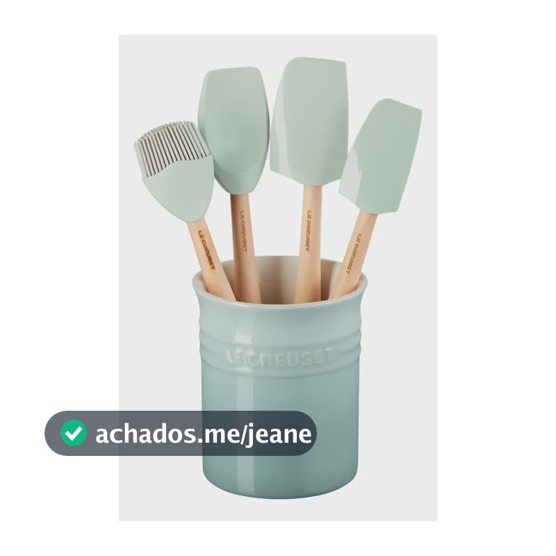 Kit 4 Utensílios Com Porta Utensílios Sea Salt Le Creuset Verde-claro