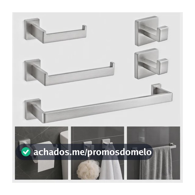 Kit Luxo Para Banheiro Em Inox 304 Com Porta Toalhas 5 Peças
