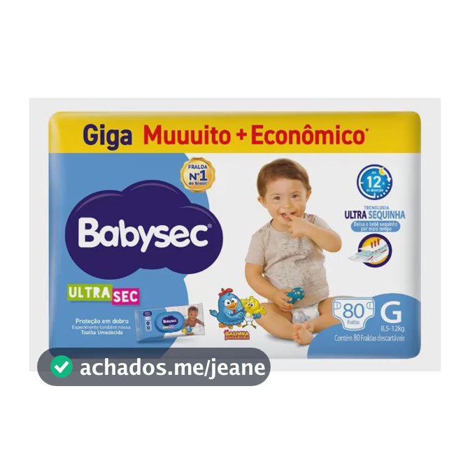 Fralda Babysec Ultra Giga G 80 Unidades Grande (g) Sem Gênero