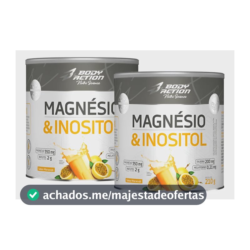 Kit 2 Magnésio E Inositol Taurina Melatonina 210g Bodyaction Maracujá