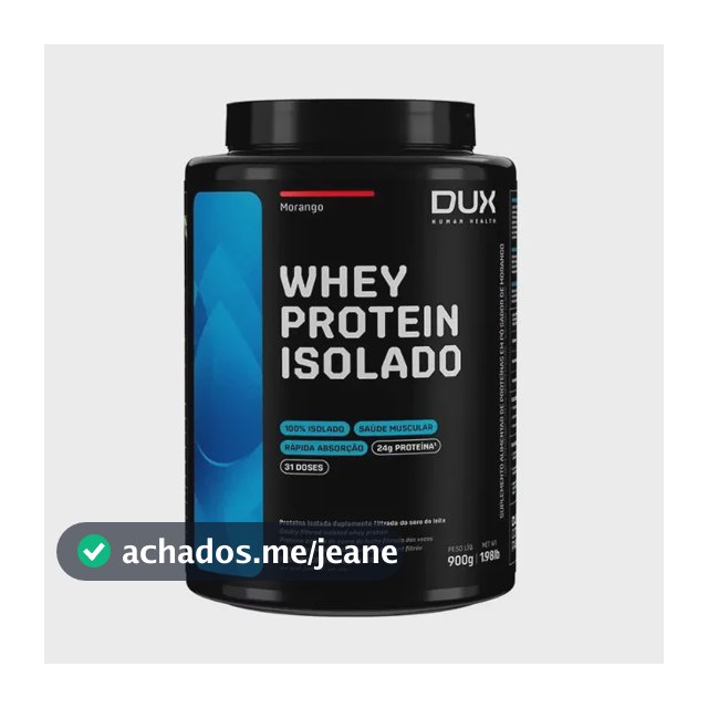 Whey Protein Isolado Dux Nutrition - Pote 900g Sabor Morango
