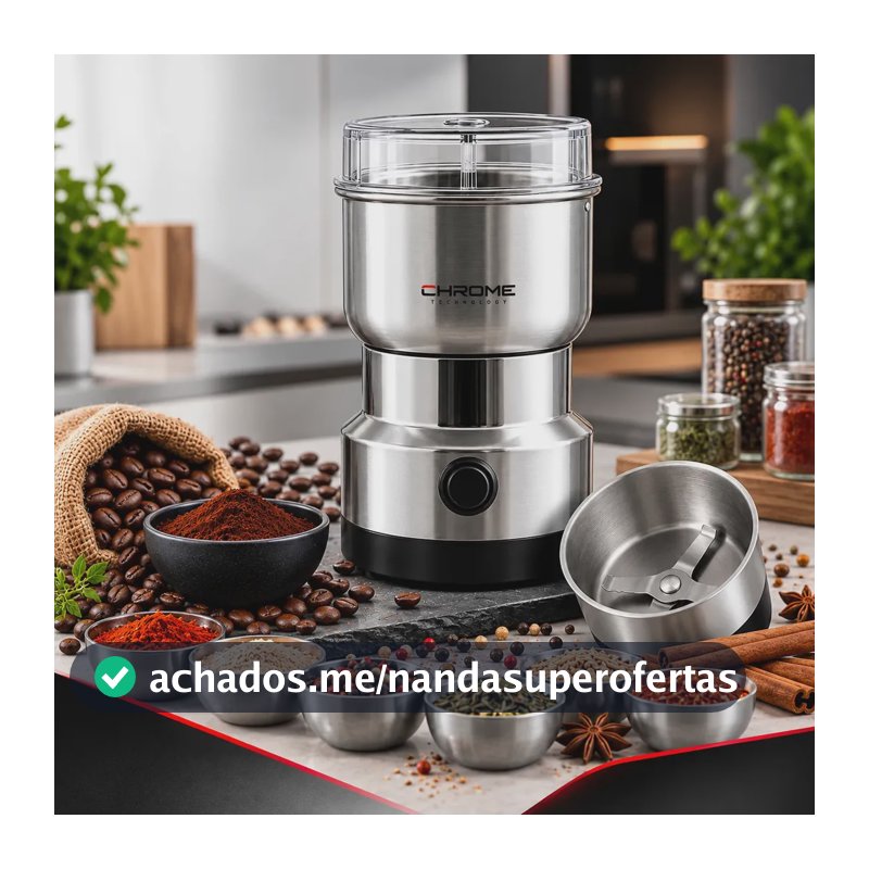 Moedor Triturador De Café Elétrico Multifuncional Inox Processador de Grãos Temperos Secos