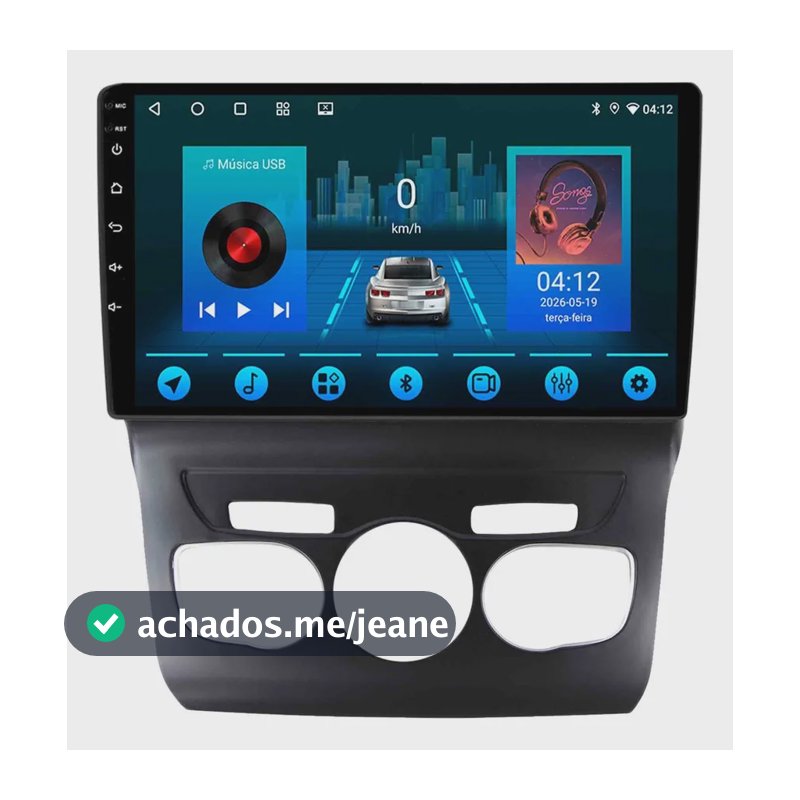 Multimídia Android Auto Carplay C4 Lounge 2014 A 2018 10p Preto Fosco