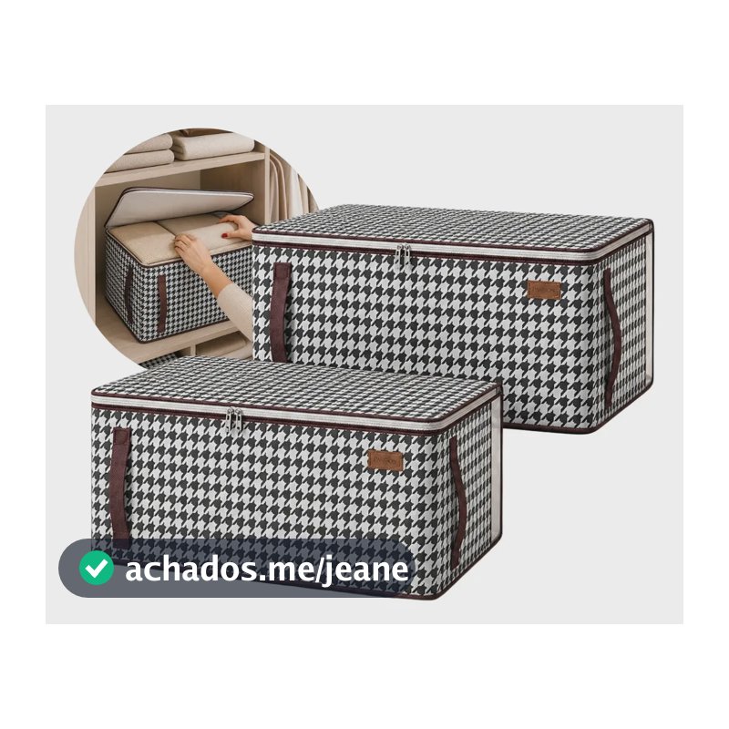 Kit 2 Organizadores de Roupas Retangular Caixa Organizadora Edredom Cobertores Multiuso Wiki Home