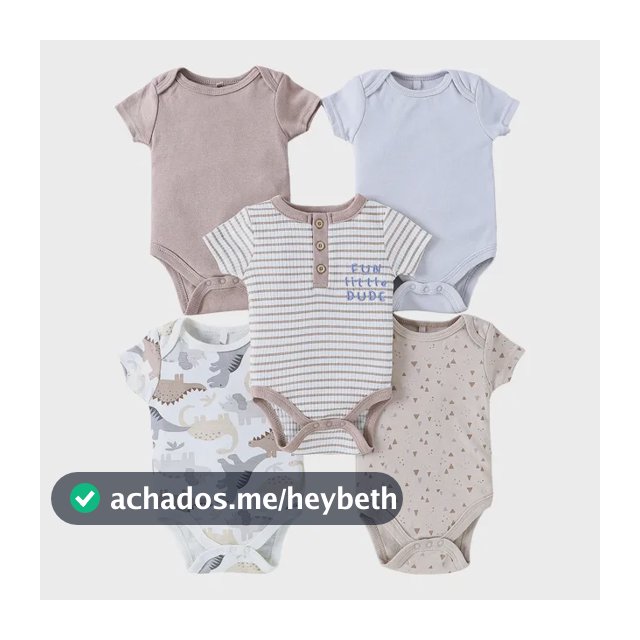 Kit 5 Bodies Bebê Algodão Canelado Carrinhos Marrom-claro 3m