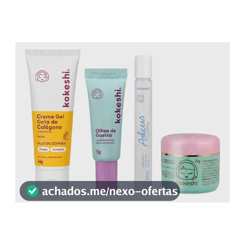 Kit Glow Kokeshi Colágeno Anti Olheiras Hidratação Completa